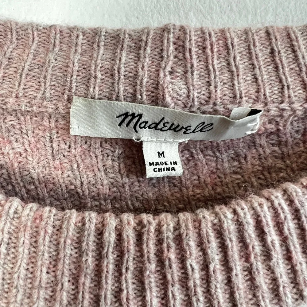 Madewell‎ Striped Roll Trim Waffle Knit Sweater Sz Medium Cotton Merino Wool
